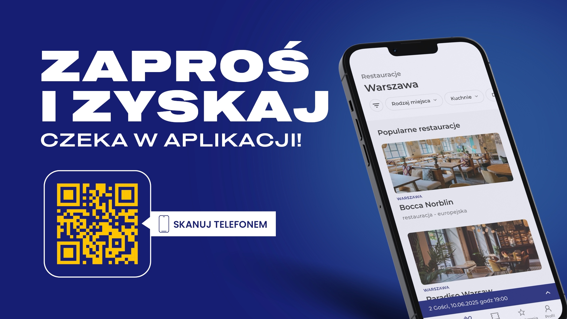 Zaproś i zyskaj czeka w aplikacji - skanuj kod QR telefonem.